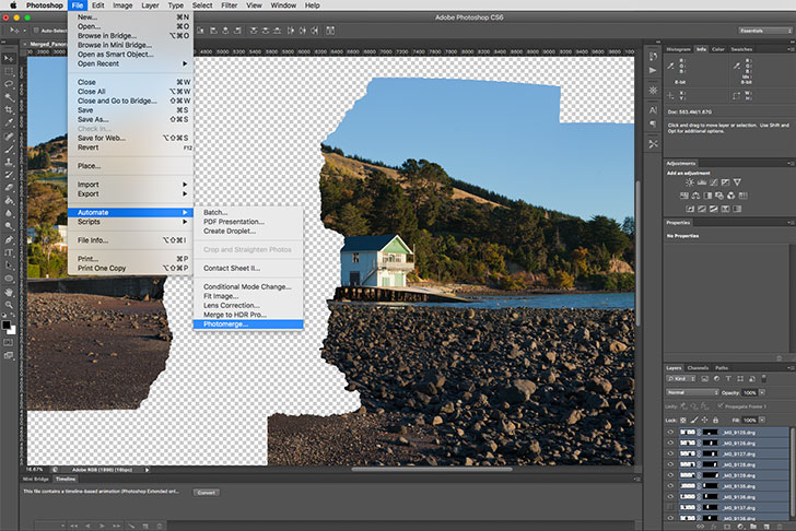 Creating a Panorama from Individual Shots in Photoshop