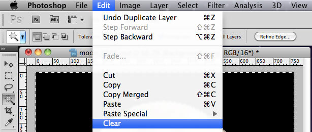 Photoshop - Clear Selected Area Of Image